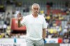 Fenerbahce's head coach Jose Mourinho waves before a UEFA Champions League qualifying second round first leg soccer match between Switzerland's FC Lugano and Turkey's Fenerbahce Istanbul at the Stockhorn Arena in Thun, Switzerland, Tuesday, July 23, 2024. (Peter Klaunzer/Keystone via AP)