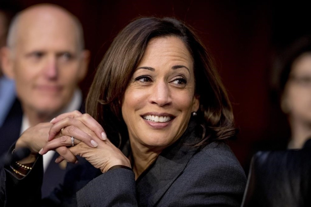 FILE - Democratic presidential candidate Sen. Kamala Harris, D-Calif., appears for a Senate Homeland Security Committee hearing on Capitol Hill in Washington, Nov. 5, 2019. Harris, the daughter of immigrants who rose through the California political and law enforcement ranks to become the first female vice president in U.S. history, is poised to secure the Democratic Party's presidential nomination Monday, Aug. 5, 2024. (AP Photo/Andrew Harnik, File)