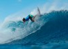 Jack Robinson, of Australia, snaps off the lip during the semifinals of the surfing competition at the 2024 Summer Olympics, Monday, Aug. 5, 2024, in Teahupo'o, Tahiti. (Ben Thouard/Pool Photo via AP)