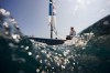 Marit Bouwmeester of the Netherlands sails back to the harbour after ILCA 6 dinghy class final race was postponed during the 2024 Summer Olympics, Tuesday, Aug. 6, 2024, in Marseille, France. (AP Photo/Jacquelyn Martin)