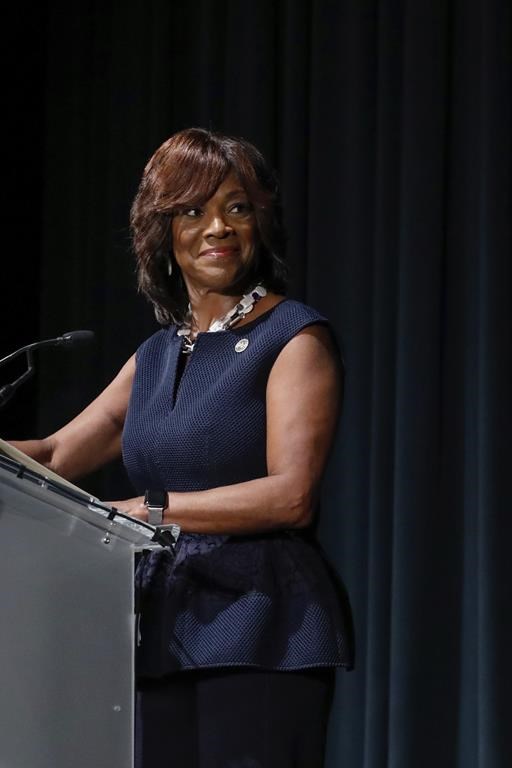 Dr. Valerie Montgomery Rice, President and CEO, Morehouse School of Medicine speaks during the National Medical Association convention, Tuesday Aug. 6, 2024, in New York (AP Photo/Kena Betancur)