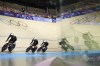 Britain's Katy Marchant, Britain's Sophie Capewell and Britain's Emma Finucane compete during the women's team sprint event, at the 2024 Summer Olympics, Monday, Aug. 5, 2024, in Paris, France. (AP Photo/Thibault Camus)