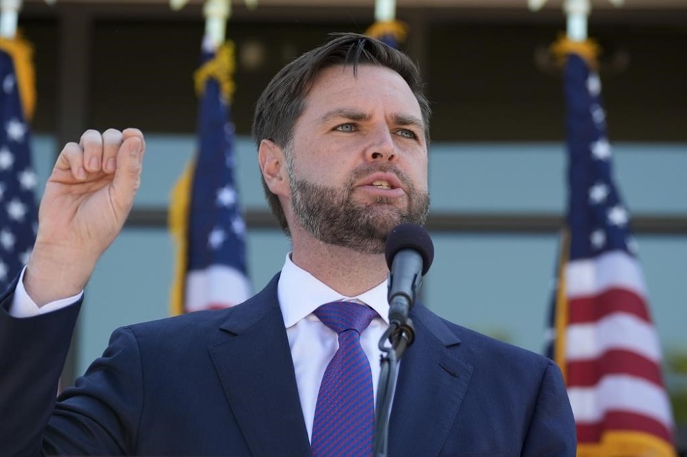 Republican vice presidential nominee Sen. JD Vance, R-Ohio, speaks at a campaign event at Shelby Township Police Department, Wednesday, Aug. 7, 2024, in Shelby Township, Mich. (AP Photo/Alex Brandon)