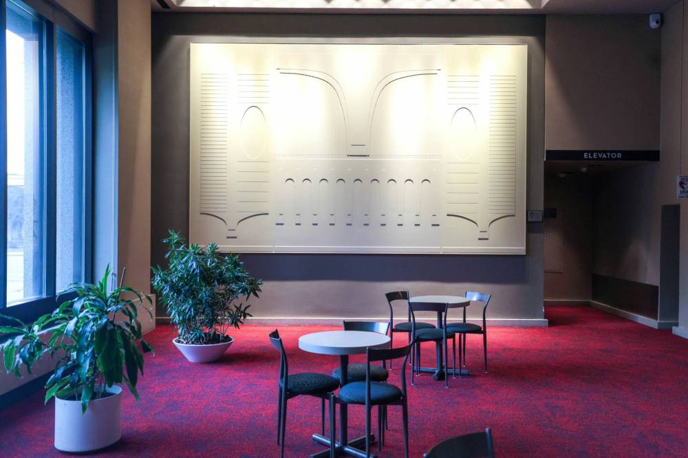 RUTH BONNEVILLE / FREE PRESS
One of two works by Winnipeg artist Tony Tascona which reside in the concert hall.