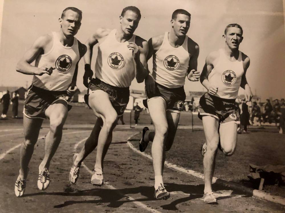 Supplied
Jack Parrington (second from right) ran for Canada at the 1956 Olympics in Melbourne.