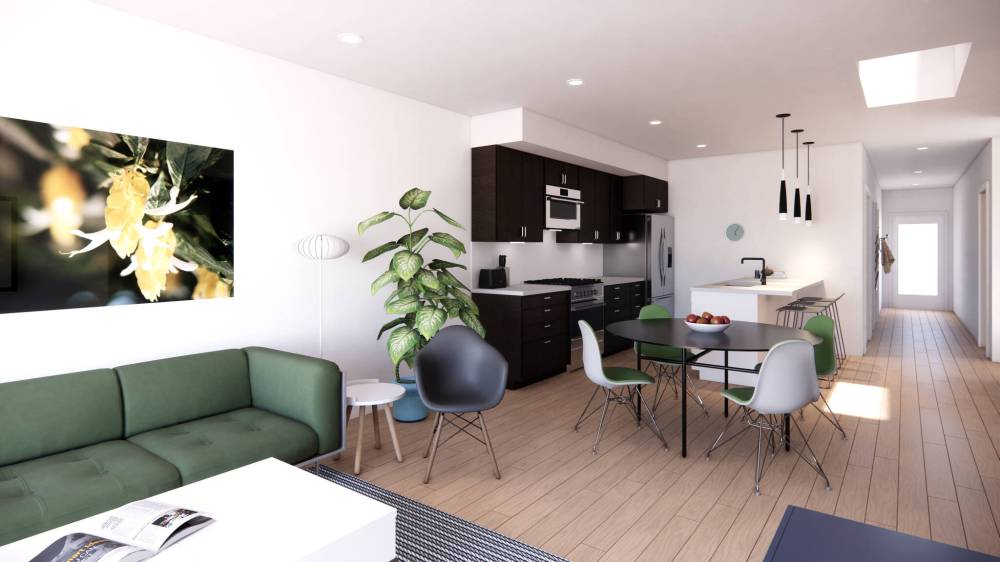 Supplied
Bungalow condo interiors will be beautifully finished and bright with additional light coming from a skylight carved into the ceiling next to the kitchen.