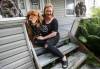Theresa Thomson (with dog Ragnar Lothpup) is a performer and director who has billeted fringe performers for the past 20 years, including Paco Erhard. (John Woods / Free Press)
