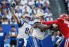 JOHN WOODS / THE CANADIAN PRESS
                                Winnipeg Blue Bombers quarterback Zach Collaros (8) throws against the Calgary Stampeders during first half CFL action in Winnipeg, Friday.