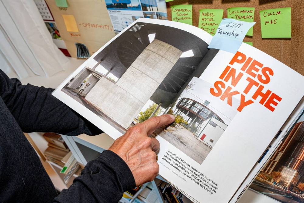 NIC ADAM / FREE PRESS
The UFO condo along Waterfront drive, which Holz built, appears in an architectural magazine.