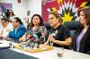 NIC ADAM / FREE PRESS
                                Nisichawayasihk Cree Nation’s Director of Health, Lynda Wright, speaks at a press conference about Nisichawayasihk Cree Nation’s Nursing Shortage that forced a Health Care State of Emergency to be called at the MKO Office Monday morning.