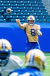NIC ADAM / FREE PRESS
                                Zach Collaros is as fiery and competitive as ever, says Bombers’ offensive co-ordinator Buck Pierce.