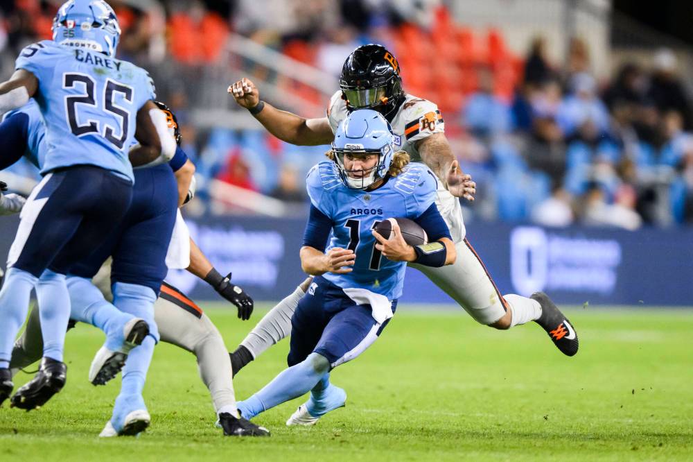 Christopher Katsarov / THE CANADIAN PRESS files
Cameron Dukes has been inconsistent as the Argonauts starting QB this season.