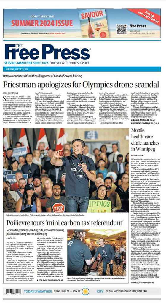 Today's front page for July 29, 2024