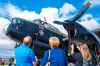 NIC ADAM / FREE PRESS
(From left) David, Debra, and Emily Reimer  look at the Lancaster at the Royal Aviation Museum of Western Canada on Tuesday afternoon.
240716 - Tuesday, July 16, 2024.

Reporter: Nicole