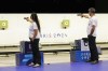 Turkey's Savval Ilayda Tarhan, left, and Yususf Dikec compete in the 10m air pistol mixed team gold medal event at the 2024 Summer Olympics, Tuesday, July 30, 2024, in Chateauroux, France. (AP Photo/Manish Swarup)