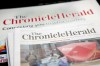 The Chronicle Herald, SaltWire Network Inc.'s flagship newspaper, is photographed in Halifax on Tuesday, March 12, 2024. Postmedia's $1-million bid to acquire Atlantic Canada's largest newspaper chain is expected to be the subject of a key court hearing Thursday THE CANADIAN PRESS/Darren Calabrese