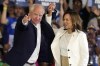 Democratic presidential nominee Vice President Kamala Harris and running mate Minnesota Gov. Tim Walz arrive at a campaign rally Wednesday, Aug. 7, 2024, in Romulus, Mich. (AP Photo/Carlos Osorio)