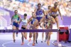 Alice Finot, of France, and Lea Meyer, of Germany, compete in a women's 3000 meters steeplechase round 1 heat at the 2024 Summer Olympics, Sunday, Aug. 4, 2024, in Saint-Denis, France. (AP Photo/Ashley Landis)
