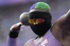 Raven Saunders, of the United States, competes during the women's shot put qualification at the 2024 Summer Olympics, Thursday, Aug. 8, 2024, in Saint-Denis, France. (AP Photo/Bernat Armangue)