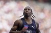 FILE - Christopher Borzor, of Haiti, reacts after qualifying in a men's 100 meters preliminary round heat at the 2024 Summer Olympics, Saturday, Aug. 3, 2024, in Saint-Denis, France. (AP Photo/Ashley Landis, File)