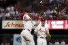 St. Louis Cardinals first baseman Paul Goldschmidt catches a foul ball for an out by Tampa Bay Rays' Curtis Mead during the fourth inning of a baseball game Thursday, Aug. 8, 2024, in St. Louis. (AP Photo/Scott Kane)