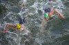 Brazil's Guilherme Costa, left, and Ireland's Daniel Wiffen, right, compete during the marathon swimming men's 10km competition at the 2024 Summer Olympics, Friday, Aug. 9, 2024, in Paris, France. (AP Photo/Dar Yasin)