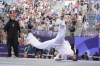 Netherland's India Sardjoe, known as B-Girl India, right, competes during the B-Girls Pre-Qualifier Battle of the breaking competition at La Concorde Urban Park at the 2024 Summer Olympics, Friday, Aug. 9, 2024, in Paris, France. (AP Photo/Frank Franklin)