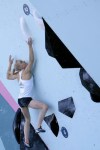 Janja Garnbret of Slovenia competes in the women's boulder and lead, boulder final, during the sport climbing competition at the 2024 Summer Olympics, Saturday, Aug. 10, 2024, in Le Bourget, France. (AP Photo/Tsvangirayi Mukwazhi)