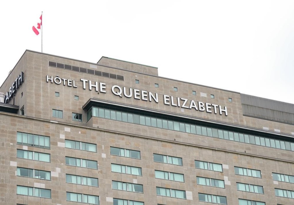 The Fairmont Queen Elizabeth Hotel is seen in downtown Montreal, Thursday, July 4, 2024. Workers at Montreal’s Queen Elizabeth hotel are striking for a third straight day in the middle of the busy summer tourist season, but this time they are jointed by picketers from two other hotels in the city, the Marriott Château Champlain and the Hyatt Place Montreal. THE CANADIAN PRESS/Christinne Muschi