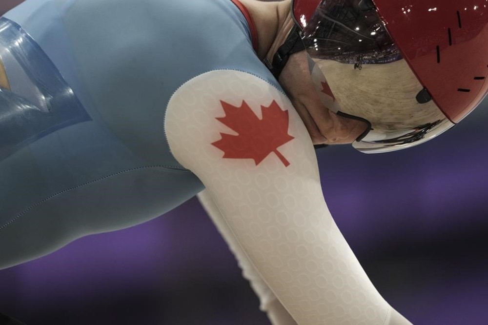 Kelsey Mitchell of Canada competes in the women's sprint event, at the Summer Olympics, Saturday, Aug. 10, 2024, in Paris, France. THE CANADIAN PRESS/AP-Thibault Camus