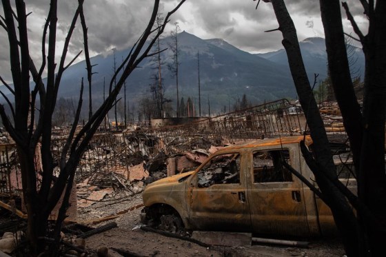 A devastated residential neighbourhood in Jasper, Alta., in July. (Amber Bracken / The Canadian Press files)