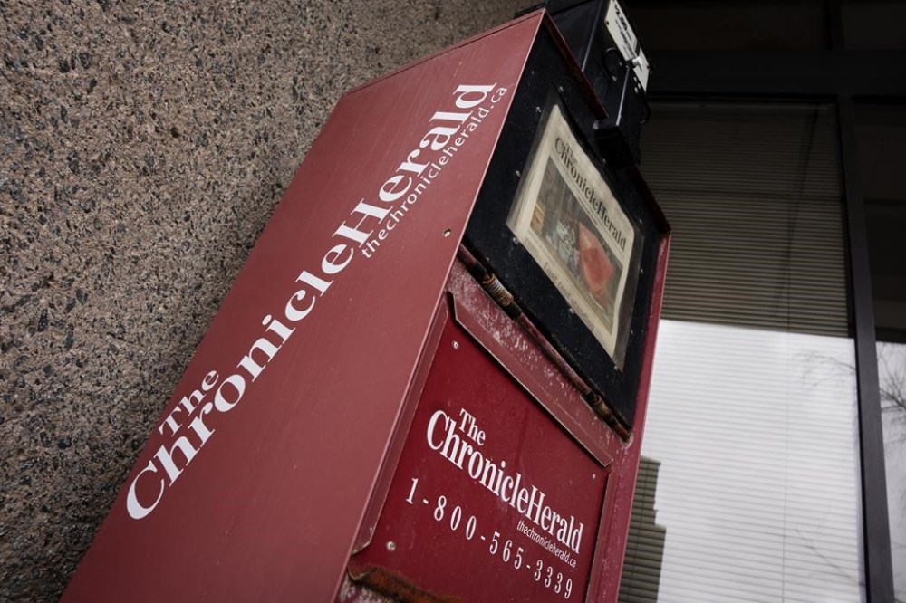 A newspaper box branded with The Chronicle Herald, SaltWire Network Inc.'s flagship newspaper, is photographed in Halifax on Tuesday, March 12, 2024. THE CANADIAN PRESS/Darren Calabrese