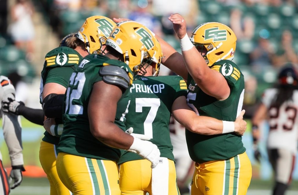 A CFL source requesting anonymity said Larry Thompson, the former owner of Thompson Brothers Construction, will become the Edmonton Elks' new owner. Edmonton Elks celebrate a touchdown against the B.C. Lions during first half CFL action in Edmonton, Sunday, Aug. 11, 2024. THE CANADIAN PRESS/Jason Franson.