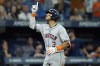 Houston Astros' Jeremy Pena celebrates his home run off Tampa Bay Rays starting pitcher Shane Baz during the sixth inning of a baseball game Tuesday, Aug. 13, 2024, in St. Petersburg, Fla. (AP Photo/Chris O'Meara)