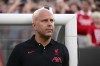 Liverpool manager Arne Slot looks on from the sidelines prior to an international friendly soccer match against Arsenal, Wednesday, July 31, 2024, in Philadelphia. (AP Photo/Derik Hamilton)
