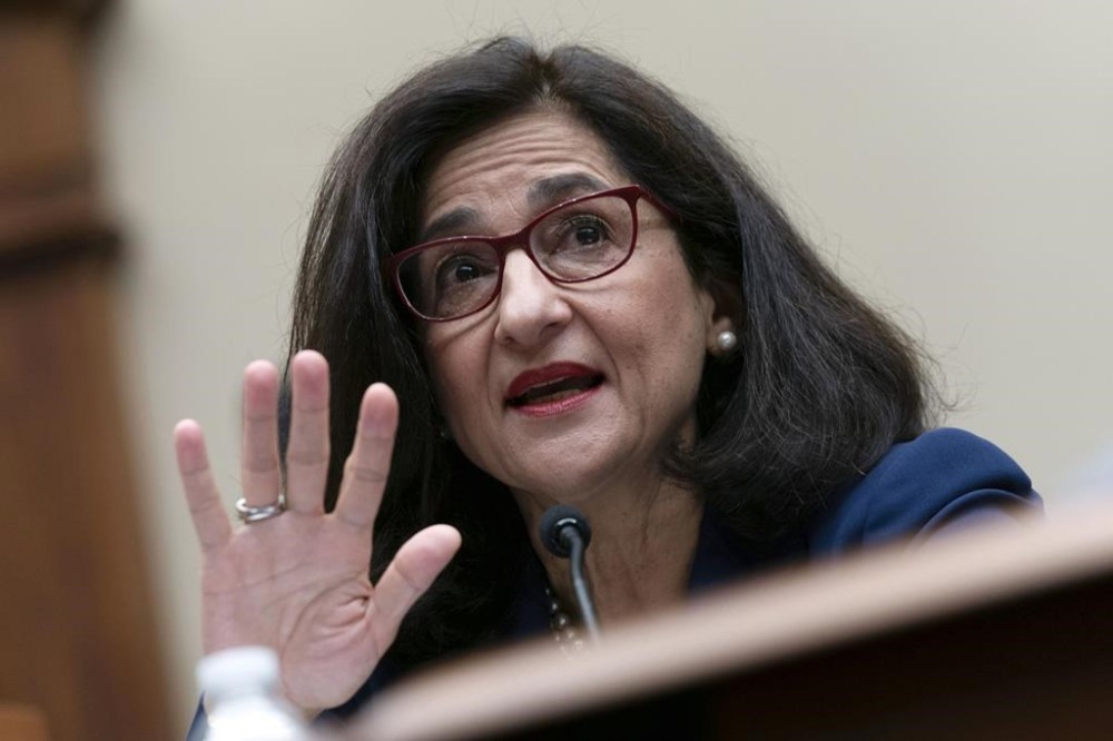 FILE - Columbia University President Nemat (Minouche) Shafik testifies before the House Committee on Education and the Workforce hearing on