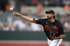 Baltimore Orioles starting pitcher Zach Eflin throws during the first inning of a baseball game against the Boston Red Sox, Thursday, Aug. 15, 2024, in Baltimore. (AP Photo/Nick Wass)