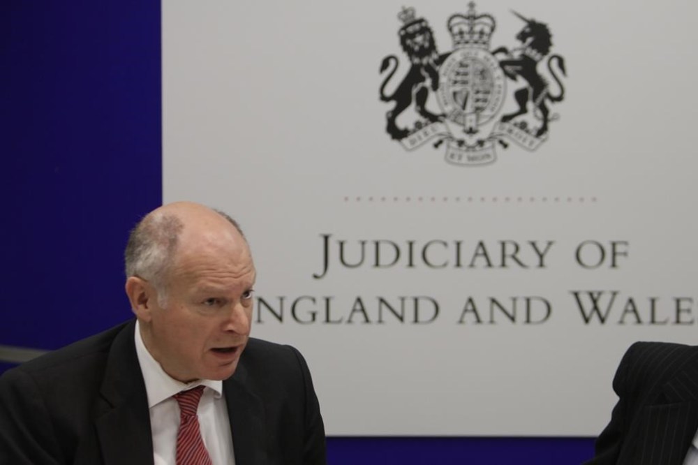 FILE - Lord David Neuberger, then Master of the Rolls, answers a reporter's question during a joint news conference at the Royal Court of Justice, in central London, on May 20, 2011. (AP Photo/Lefteris Pitarakis, File)