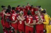 Canada players gather ahead of a women's quarterfinal soccer match between Canada and Germany at the 2024 Summer Olympics, Saturday, Aug. 3, 2024, at Marseille Stadium in Marseille, France. The Canadian women, despite an Olympic spying scandal that cost the team its coach and a six-point penalty, have climbed two spots to No. 6 in the latest FIFA world rankings. (AP Photo/Daniel Cole)