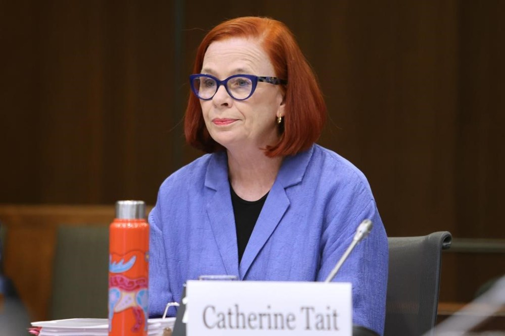 CBC President and Chief Executive Officer Catherine Tait waits to appear at the Heritage Committee in Ottawa on Tuesday, May 7, 2024. THE CANADIAN PRESS/ Patrick Doyle