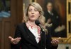 Minister of Foreign Affairs Melanie Joly speaks with reporters in the foyer of the House of Commons on Tuesday, May 21, 2024 in Ottawa. THE CANADIAN PRESS/Adrian Wyld