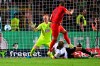 Bayern Munich's Harry Kane (9) a goal during a DFB Cup first round soccer match against Ulm, Friday, Aug. 16, 2024, in Ulm, Germany. (Tom Weller/dpa via AP)