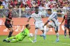 Inter's Lautaro Martinez makes an attempt to score during the Serie A soccer match between Genoa and Inter Milan, at the Luigi Ferraris Stadium in Genoa, Italy, Saturday, Aug. 17, 2024. (Tano Pecoraro/Lapresse/LaPresse via AP)
