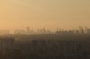 A view of the skyline of Tel Aviv is seen from a plane window in Israel, Sunday, Aug. 18, 2024. (Kevin Mohatt/Pool Photo via AP)
