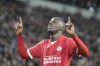 FILE - PSV's Jordan Teze celebrates after scoring his side's second goal during the Group B Champions League soccer match between PSV and Sevilla at Philips stadium in Eindhoven, Netherlands, on Oct. 3, 2023. (AP Photo/Peter Dejong, File)