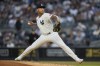 New York Yankees pitcher Luis Gil throws during the second inning of a baseball game against the Cleveland Guardians at Yankee Stadium Tuesday, Aug. 20, 2024, in New York. (AP Photo/Seth Wenig)