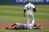 FILE - Pittsburgh Pirates starting pitcher Martín Pérez (54) checks on Atlanta Braves' Ronald Acuña Jr., who injured himself running the bases during the first inning of a baseball game against the Pittsburgh Pirates in Pittsburgh, Sunday, May 26, 2024. (AP Photo/Gene J. Puskar, File)