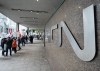 Rail workers picket in front of CN headquarters on the first day of a nationwide rail shutdown, after workers were locked out by CN and CPKC when new contract agreements weren't reached by the midnight deadline, in Montreal, Thursday, Aug. 22, 2024. THE CANADIAN PRESS/Ryan Remiorz