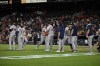 Houston Astros players greet each other after defeating the Baltimore Orioles in a baseball game, Thursday, Aug. 22, 2024, in Baltimore. (AP Photo/Terrance Williams)