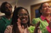 Sorors of the Rho Delta Omega Chapter of Alpha Kappa Alpha (AKA) Sorority, Inc., Sharisse Kimbro, Tracy Fields, and Renee Thierry-Jones applaud during a watch party for fellow AKA member Vice President Kamala Harris' speech at the Democratic National Convention, Thursday, Aug. 22, 2024, in Pleasanton, Calif. (AP Photo/Juliana Yamada)
